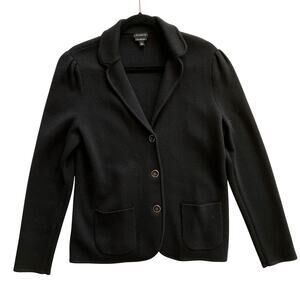 Talbots Merino Wool Blazer Sweater Size M Black Minimalist Scandi Girl